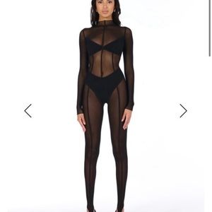 Naked Wardrobe sheer black jumpsuit.